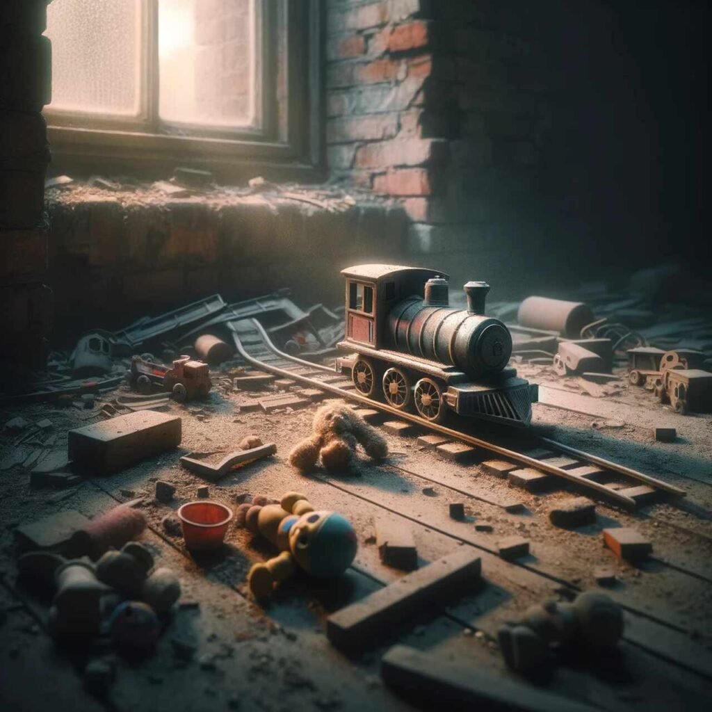 Doświadczenia z dzieciństwa. Opuszczony pokój pełen porozrzucanych zabawek. Wszystko jest pokryte kurzem, dawno nikt nie odwiedzał tego pomieszczenia